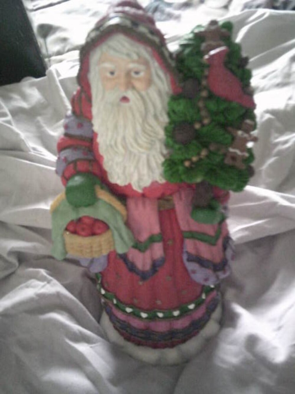 VTG HEAVY SANTA RESIN PORCELAIN JAIMY MUSIC BOX PLAYS: HERE COMES SANTA CLAUS 12
